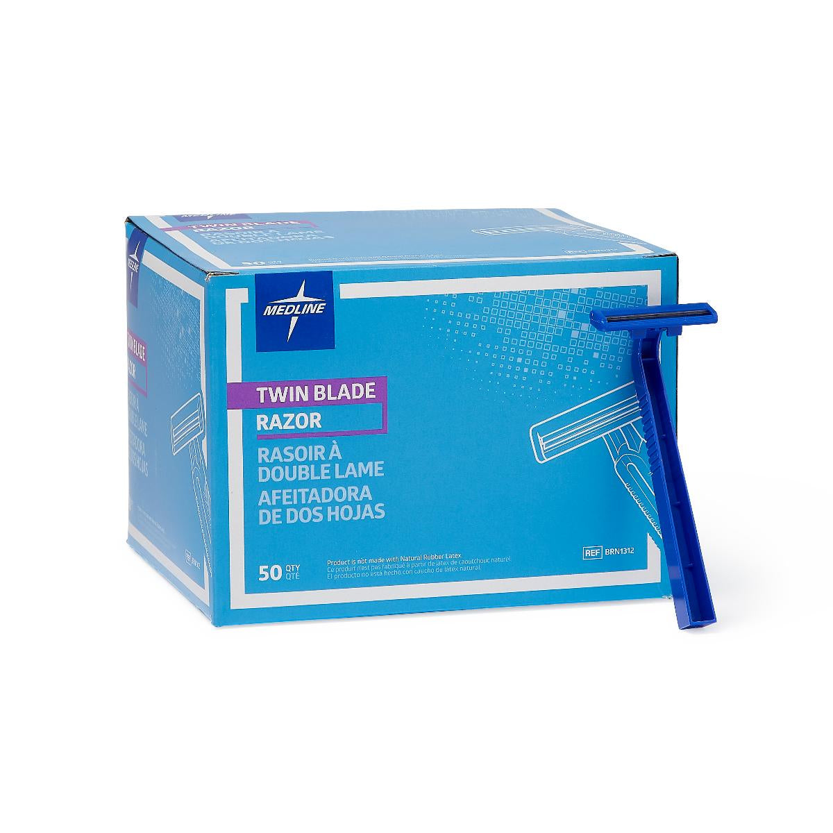 Medline-Twin Blade Facial Razors | 50/Box-MedTech-1